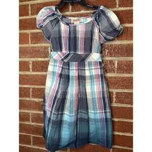 Mossimo Girls Dress Plaid Blue Ombré XS 5-6